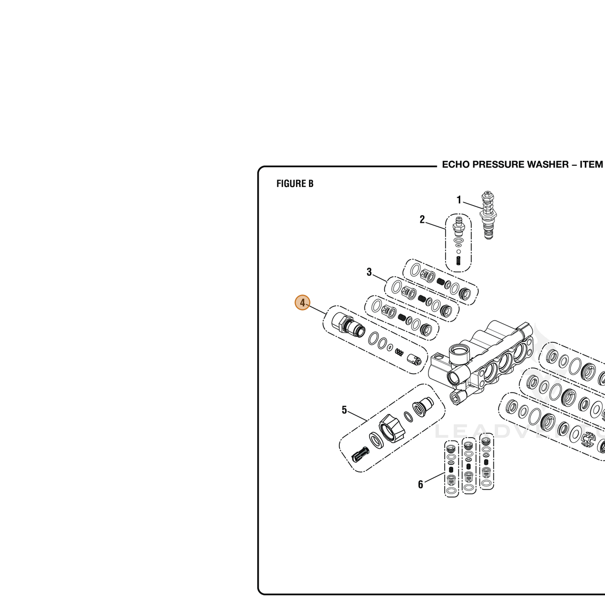 ECHO part YH482000340 — IPL diagram snippet (6x zoom, amber highlight)
