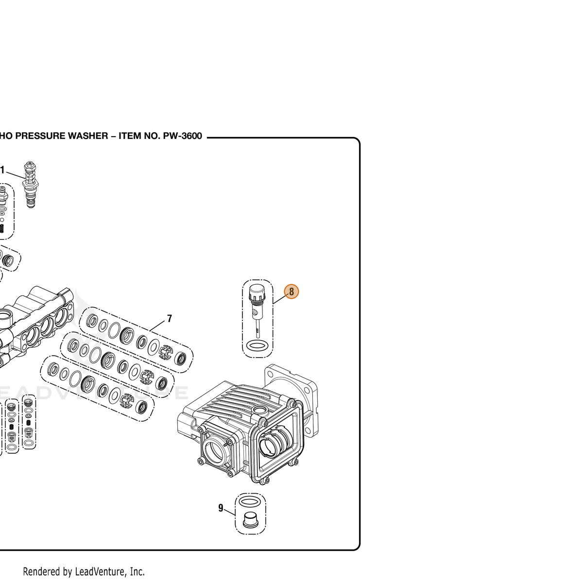 ECHO part YH482000380 — IPL diagram snippet (6x zoom, amber highlight)