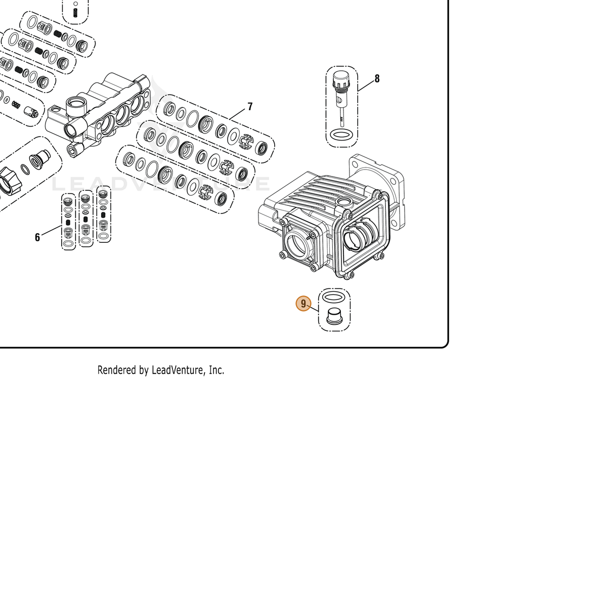 ECHO part YH482000390 — IPL diagram snippet (6x zoom, amber highlight)