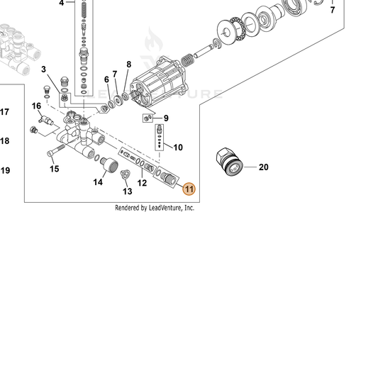 ECHO part YH482000420 — IPL diagram snippet (6x zoom, amber highlight)