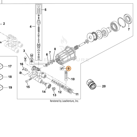 ECHO part YH482000430 — IPL diagram snippet (6x zoom, amber highlight)