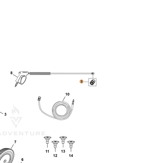 ECHO part YH482000460 — IPL diagram snippet (6x zoom, amber highlight)