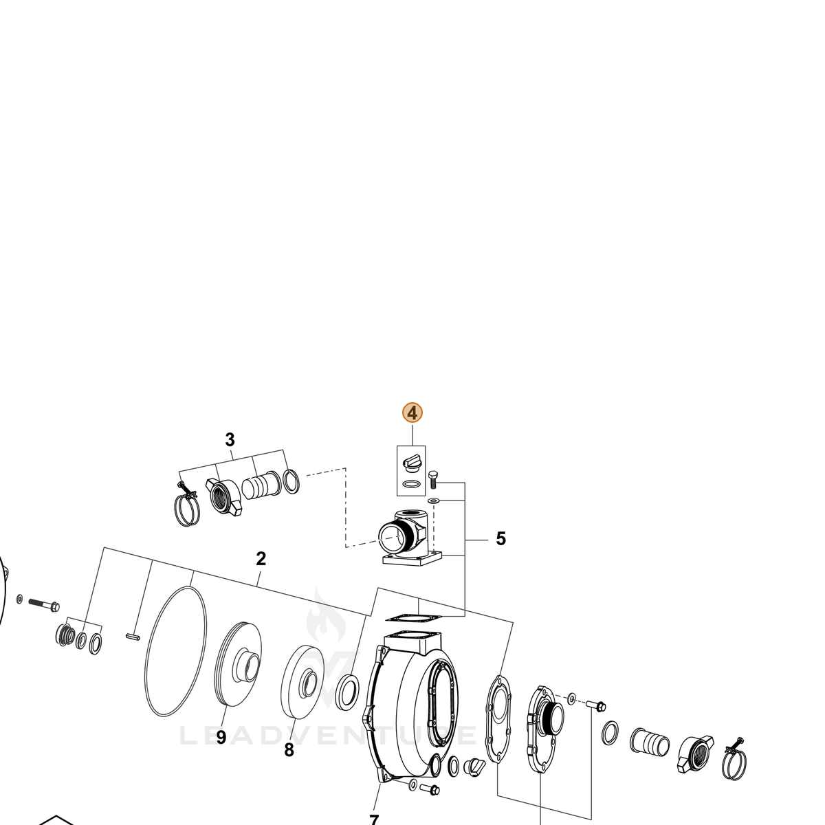 ECHO part YH482000510 — IPL diagram snippet (6x zoom, amber highlight)