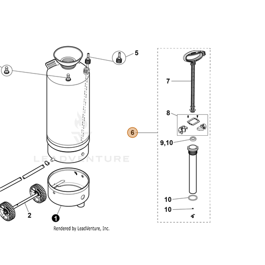 ECHO part YH482000570 — IPL diagram snippet (6x zoom, amber highlight)