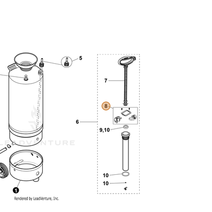 ECHO part YH482000590 — IPL diagram snippet (6x zoom, amber highlight)