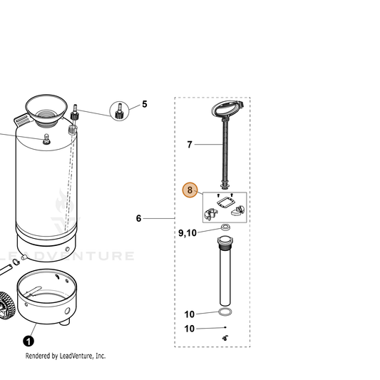 ECHO part YH482000590 — IPL diagram snippet (6x zoom, amber highlight)