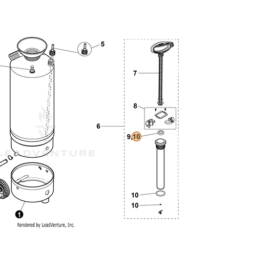 ECHO part YH482000610 — IPL diagram snippet (6x zoom, amber highlight)