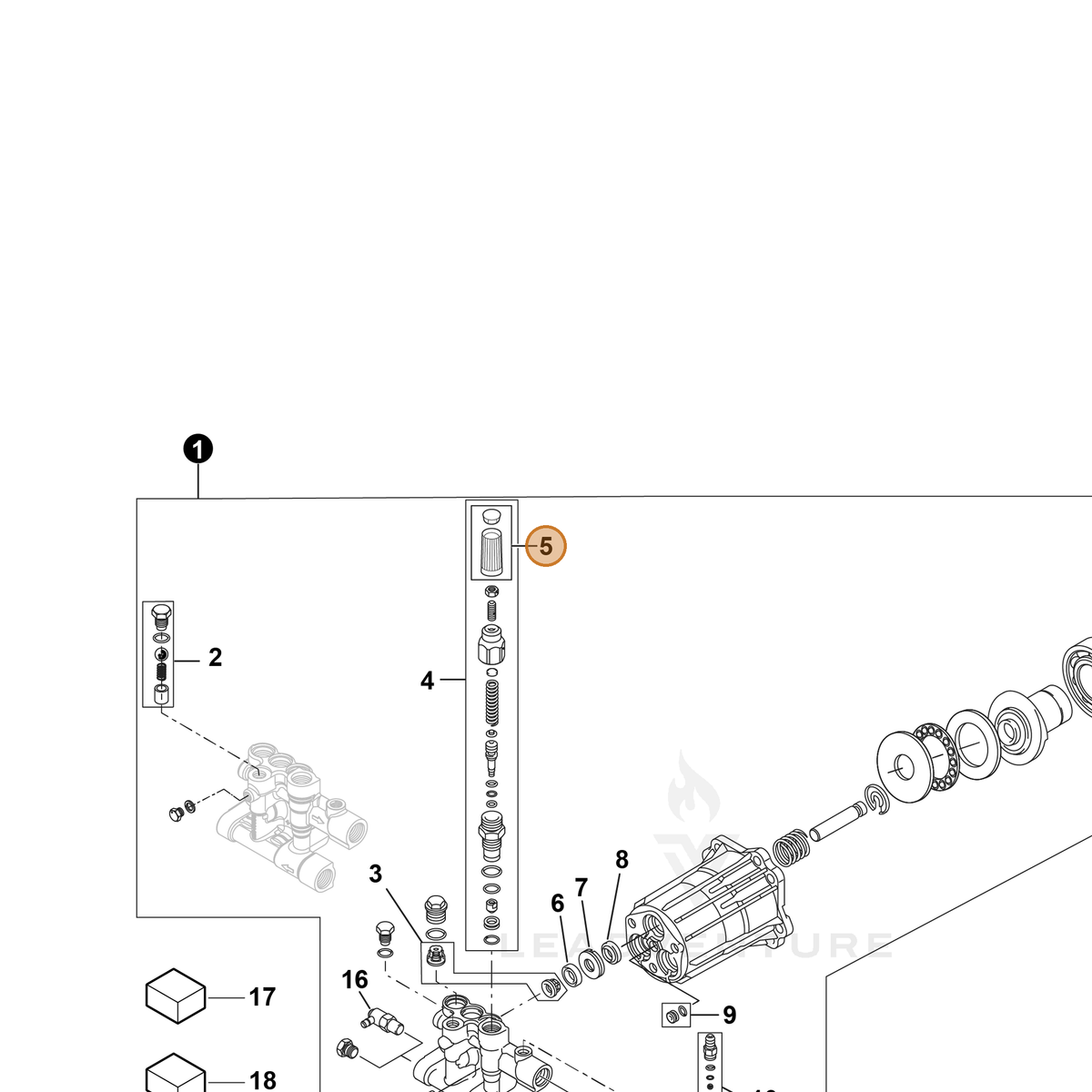 ECHO part YH482000740 — IPL diagram snippet (6x zoom, amber highlight)