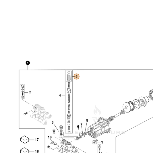 ECHO part YH482000740 — IPL diagram snippet (6x zoom, amber highlight)