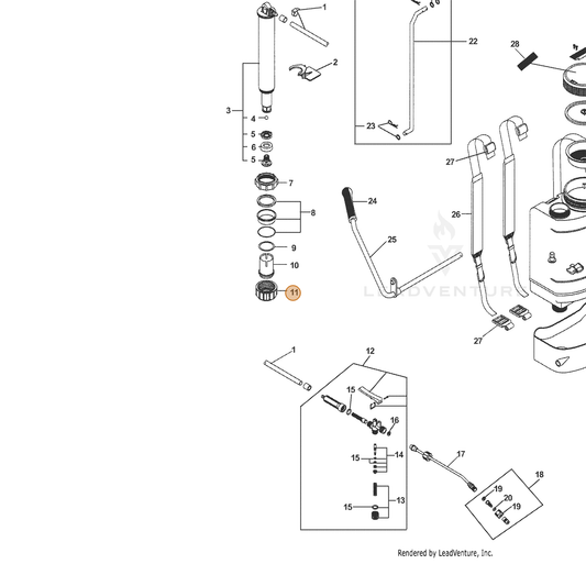 ECHO part YH482000760 — IPL diagram snippet (6x zoom, amber highlight)