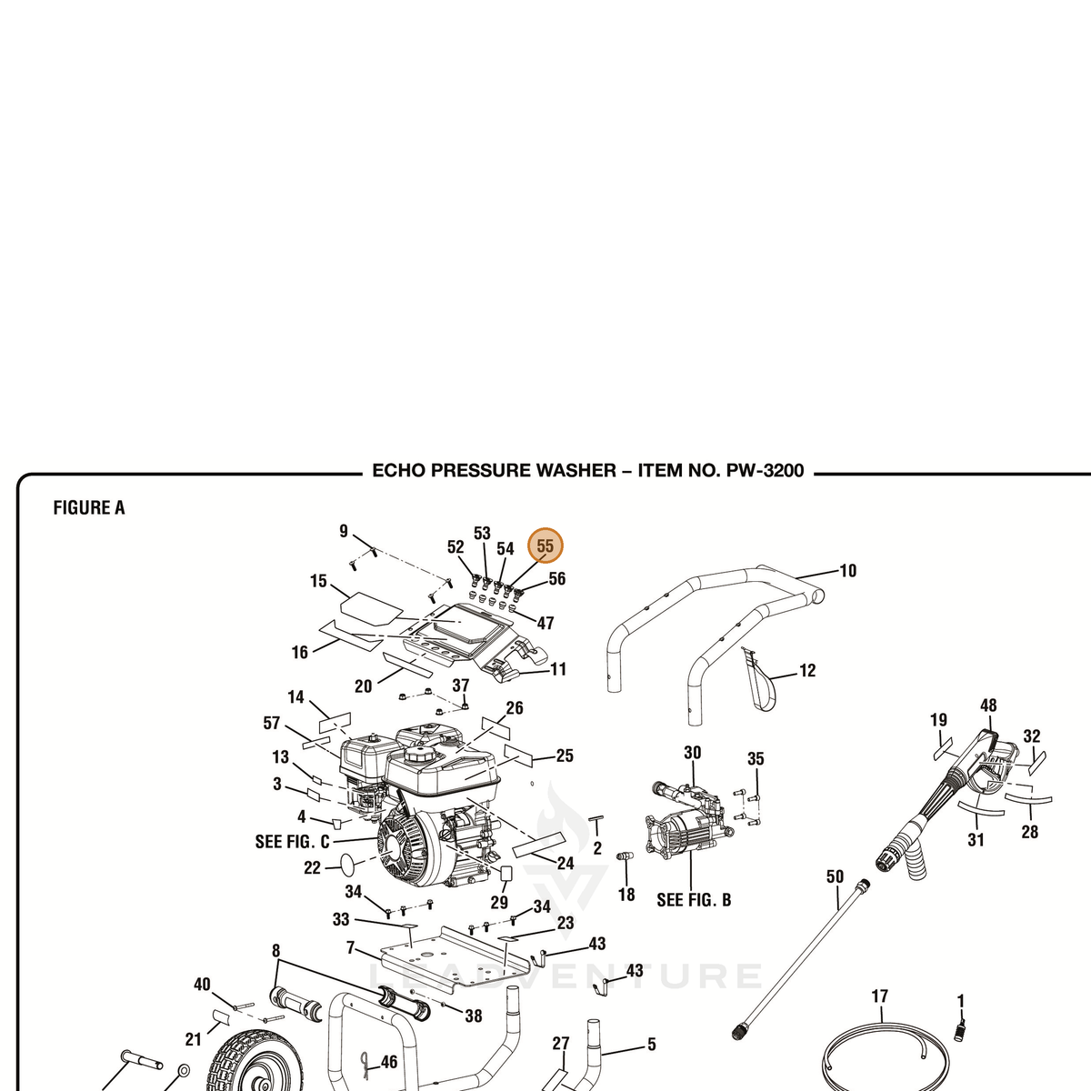 ECHO part YH483000020 — IPL diagram snippet (6x zoom, amber highlight)