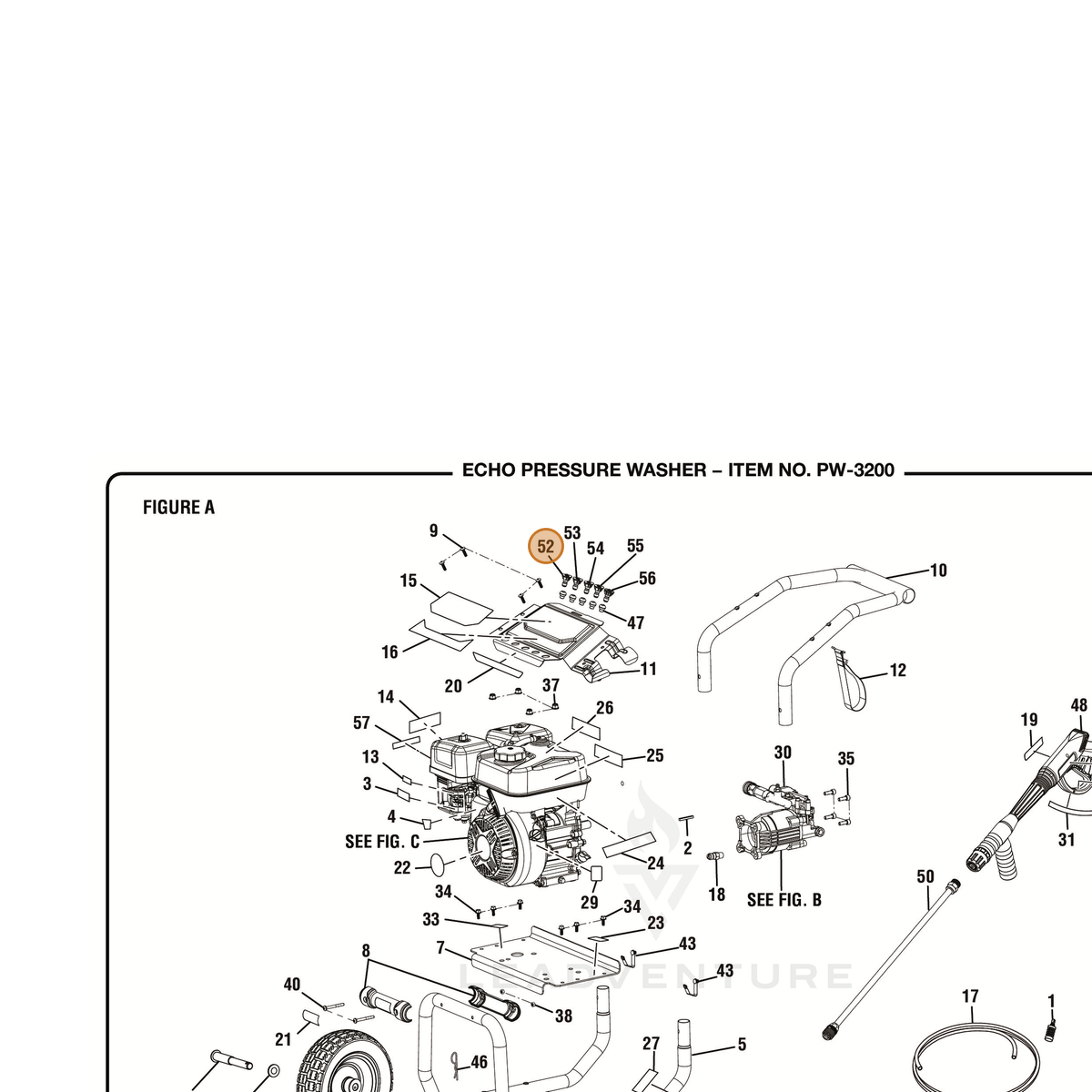 ECHO part YH483000030 — IPL diagram snippet (6x zoom, amber highlight)