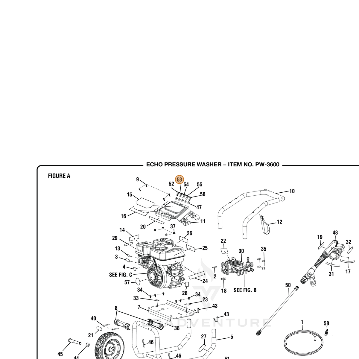 ECHO part YH483000060 — IPL diagram snippet (6x zoom, amber highlight)