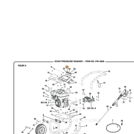 ECHO part YH483000060 — IPL diagram snippet (6x zoom, amber highlight)