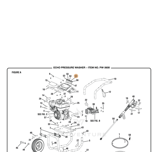 ECHO part YH483000070 — IPL diagram snippet (6x zoom, amber highlight)