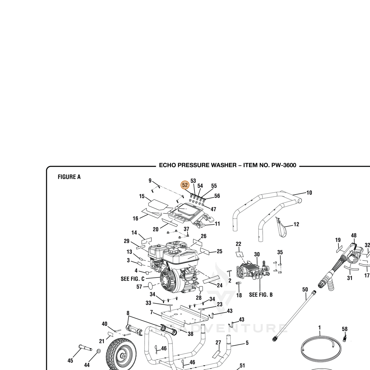 ECHO part YH483000080 — IPL diagram snippet (6x zoom, amber highlight)