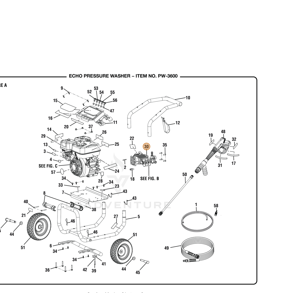 ECHO part YH483000090 — IPL diagram snippet (6x zoom, amber highlight)