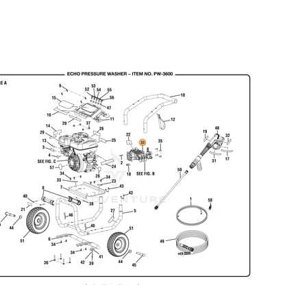 ECHO part YH483000090 — IPL diagram snippet (6x zoom, amber highlight)
