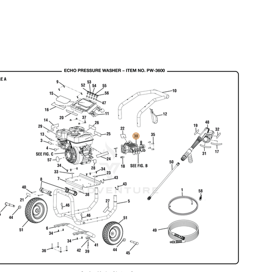 ECHO part YH483000090 — IPL diagram snippet (6x zoom, amber highlight)