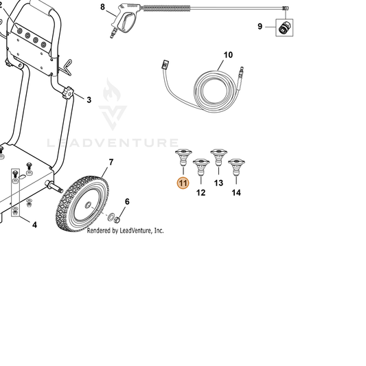 ECHO part YH483000100 — IPL diagram snippet (6x zoom, amber highlight)