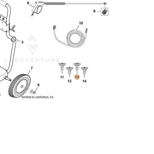 ECHO part YH483000120 — IPL diagram snippet (6x zoom, amber highlight)