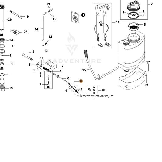 ECHO part YH483000180 — IPL diagram snippet (6x zoom, amber highlight)