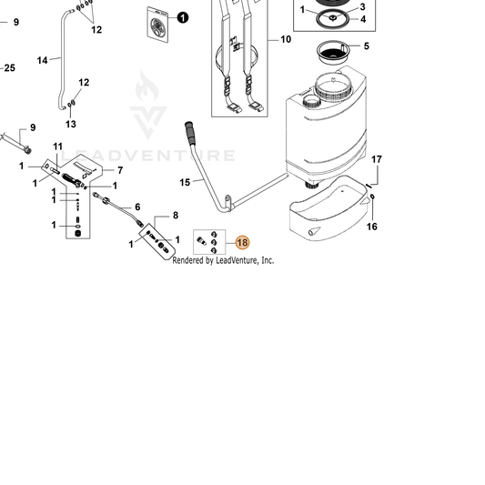ECHO part YH483000190 — IPL diagram snippet (6x zoom, amber highlight)