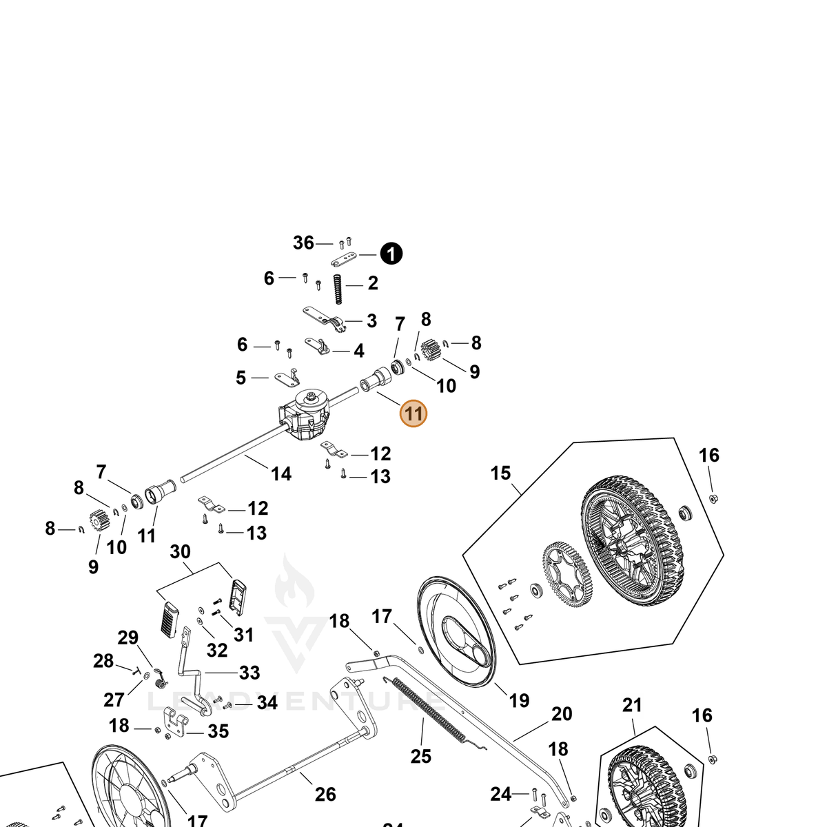 Echo part YH484000060 — IPL diagram snippet (6x zoom, amber highlight)