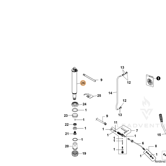 ECHO part YH487000000 — IPL diagram snippet (6x zoom, amber highlight)