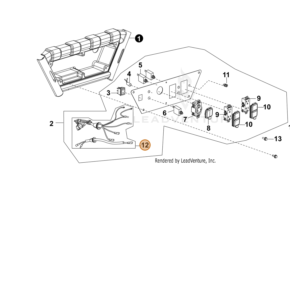 ECHO part YH601000010 — IPL diagram snippet (6x zoom, amber highlight)