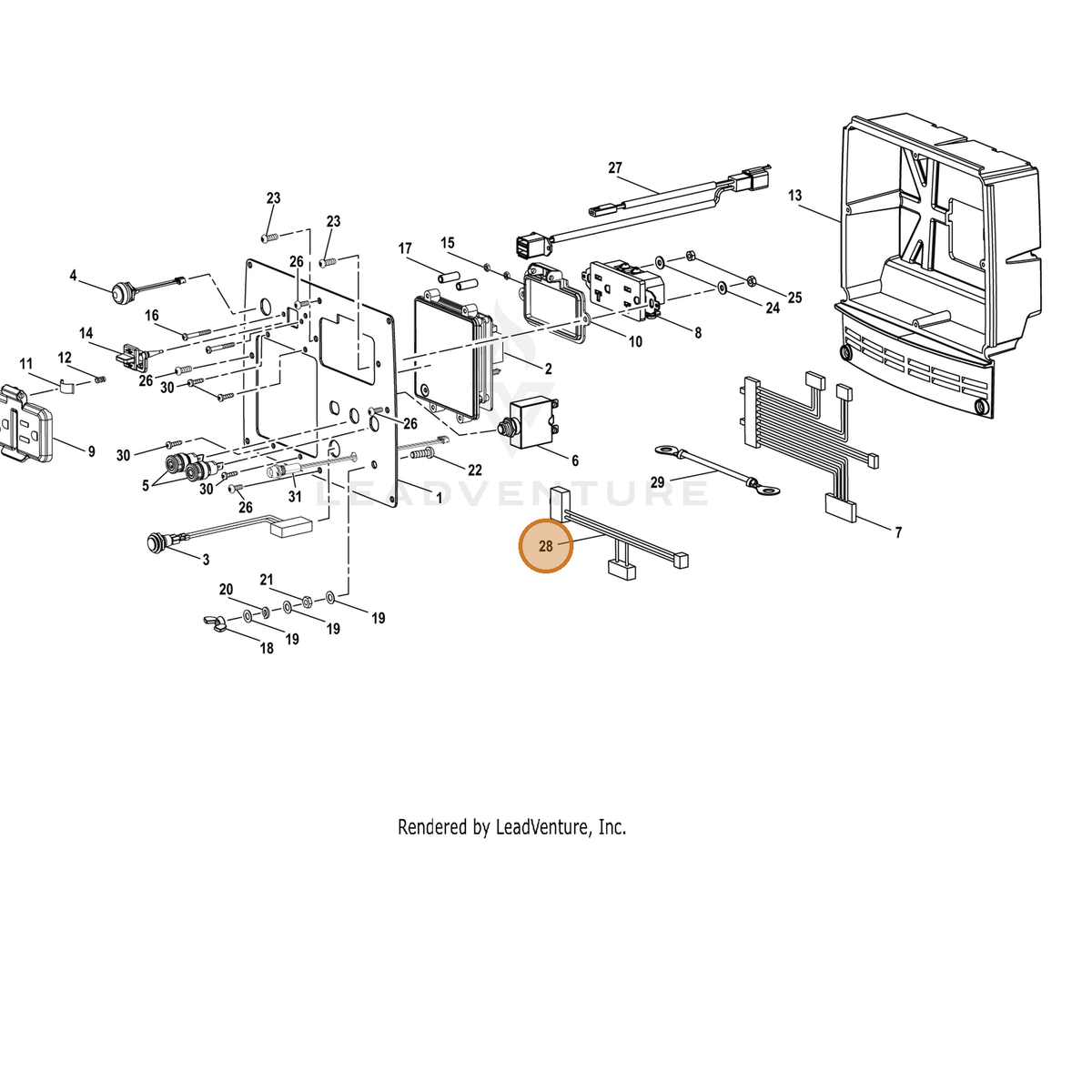 ECHO part YH601000040 — IPL diagram snippet (6x zoom, amber highlight)