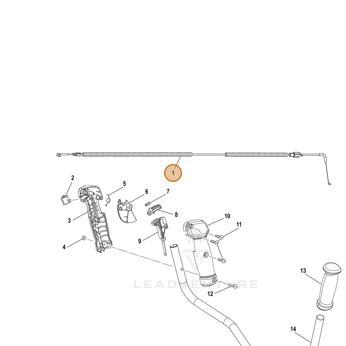 Echo part YH601000100 — IPL diagram snippet (6x zoom, amber highlight)