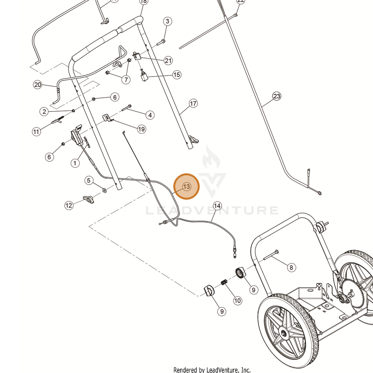 ECHO part YH601000120 — IPL diagram snippet (6x zoom, amber highlight)