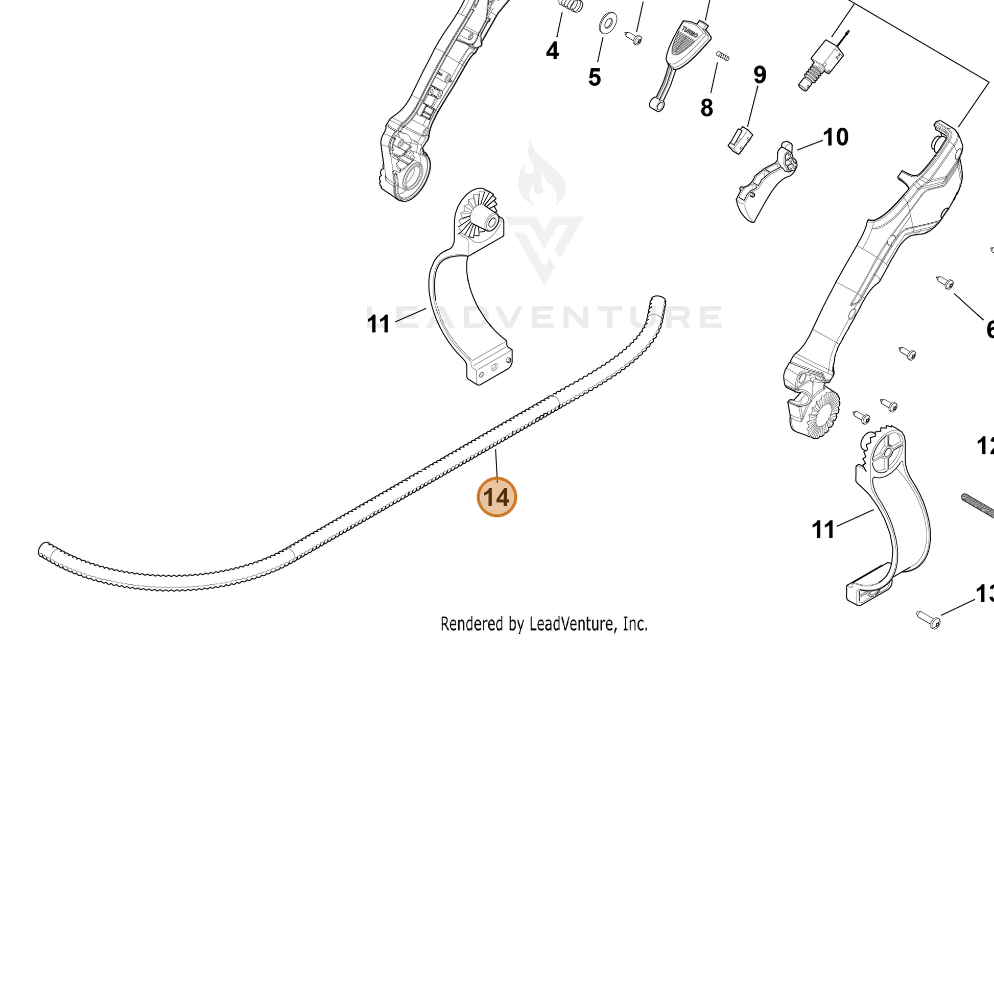 ECHO part YH601000230 — IPL diagram snippet (6x zoom, amber highlight)
