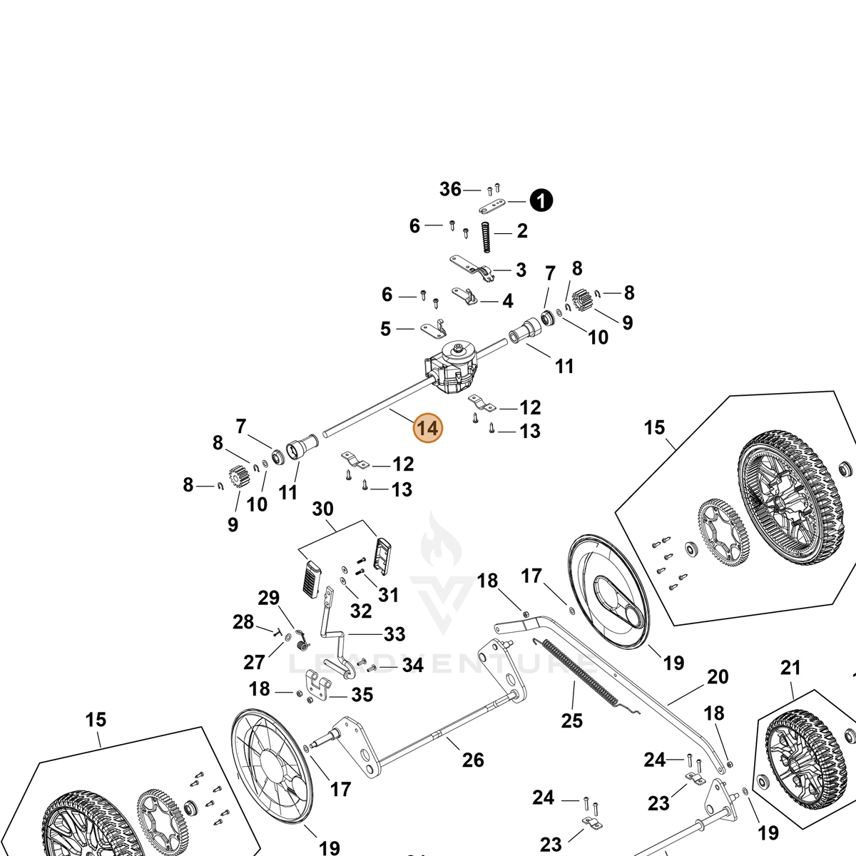 Echo part YH602000120 — IPL diagram snippet (6x zoom, amber highlight)