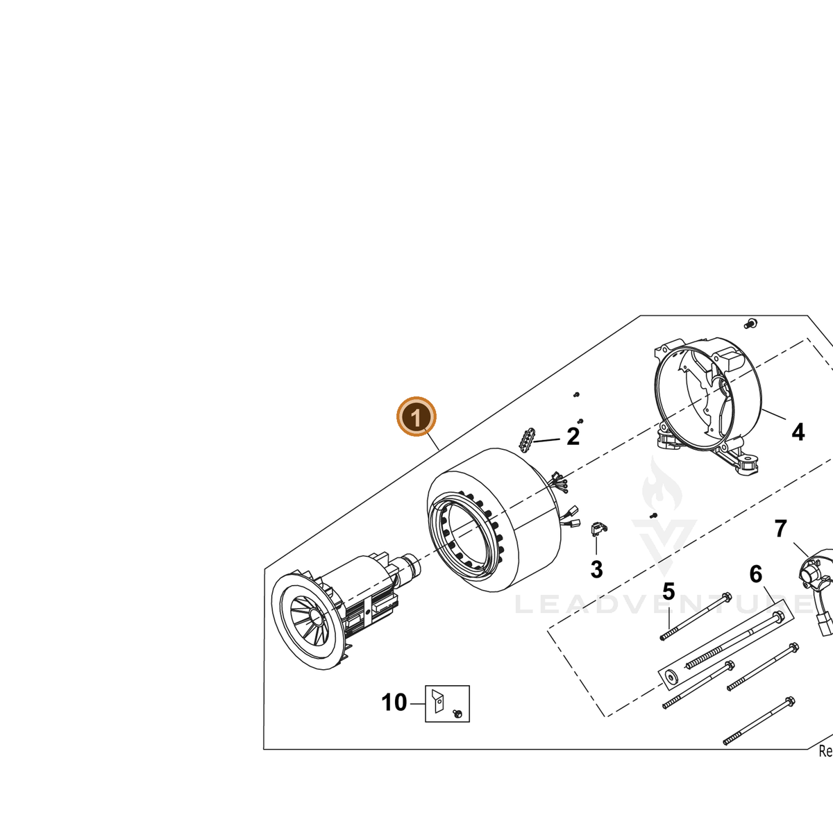 ECHO part YH603000010 — IPL diagram snippet (6x zoom, amber highlight)