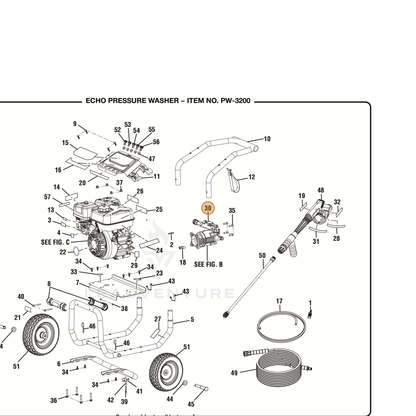 ECHO part YH604000020 — IPL diagram snippet (6x zoom, amber highlight)
