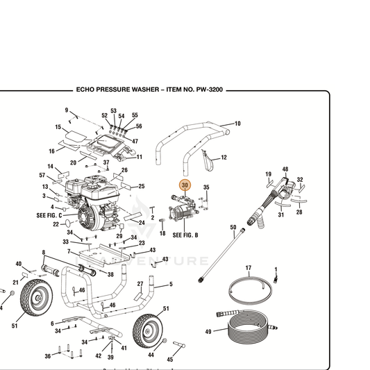 ECHO part YH604000020 — IPL diagram snippet (6x zoom, amber highlight)