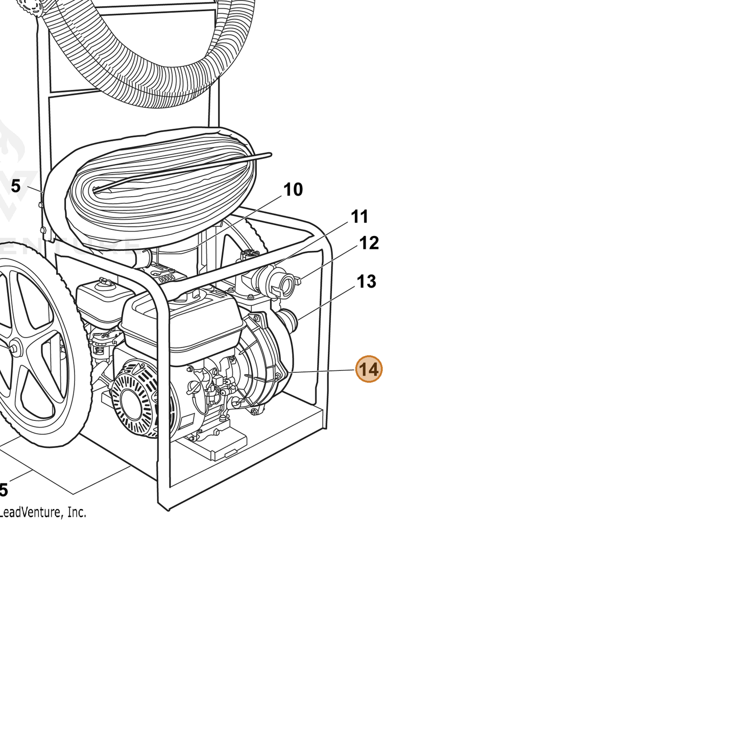 ECHO part YH604000040 — IPL diagram snippet (6x zoom, amber highlight)