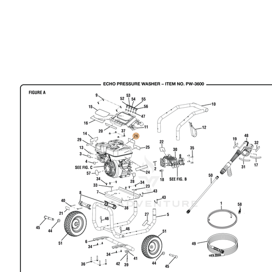 ECHO part YH653000360 — IPL diagram snippet (6x zoom, amber highlight)