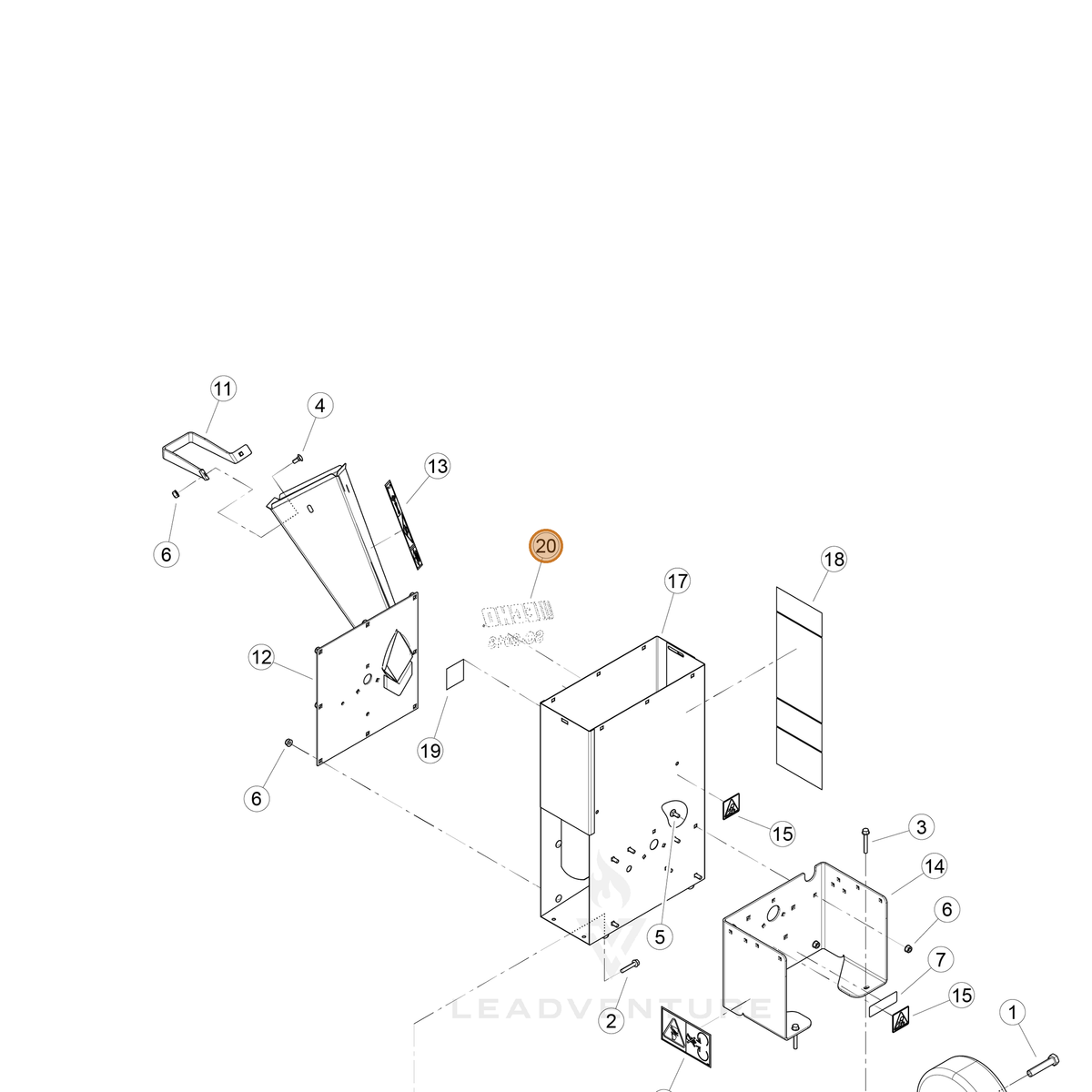 ECHO part YH653000440 — IPL diagram snippet (6x zoom, amber highlight)