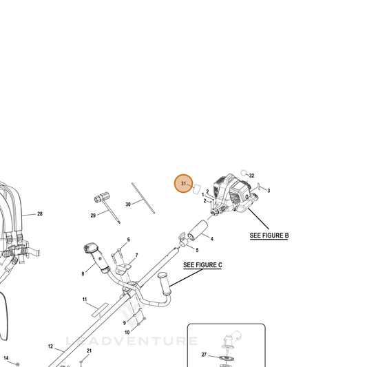 Echo part YH653000600 — IPL diagram snippet (6x zoom, amber highlight)