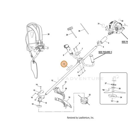 Echo part YH653000610 — IPL diagram snippet (6x zoom, amber highlight)