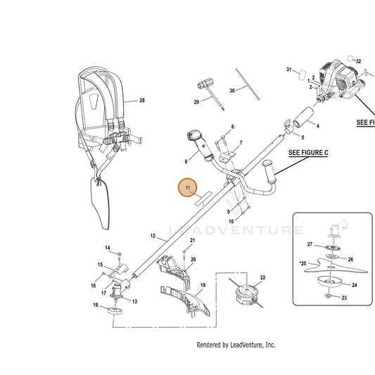 Echo part YH653000610 — IPL diagram snippet (6x zoom, amber highlight)