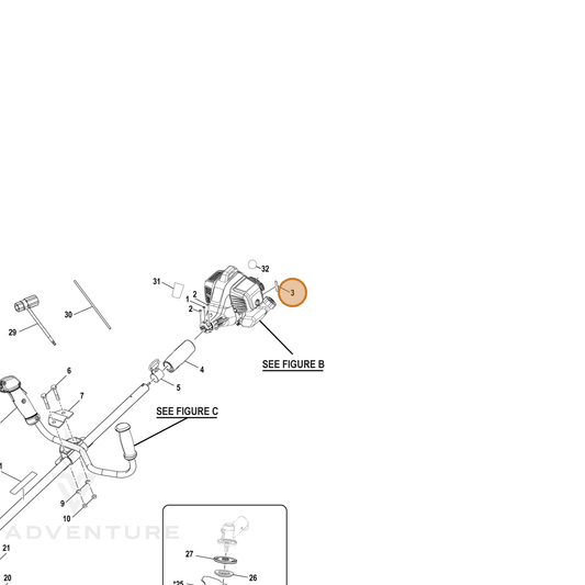 Echo part YH653000620 — IPL diagram snippet (6x zoom, amber highlight)