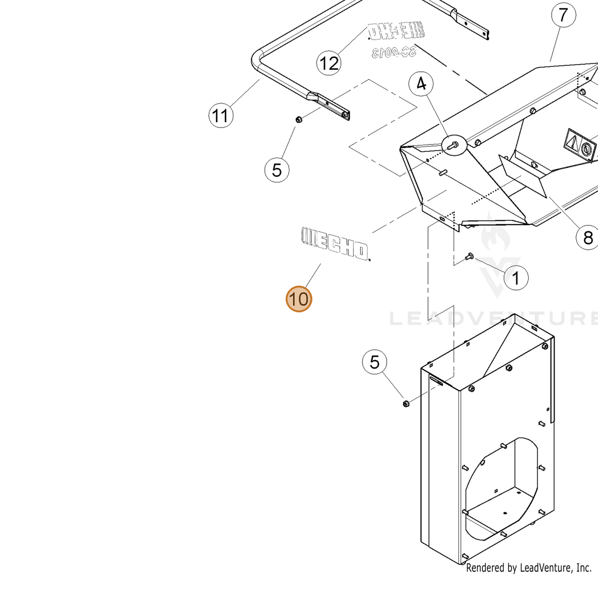 ECHO part YH653000670 — IPL diagram snippet (6x zoom, amber highlight)