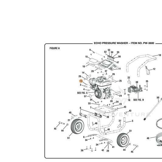 ECHO part YH653000850 — IPL diagram snippet (6x zoom, amber highlight)