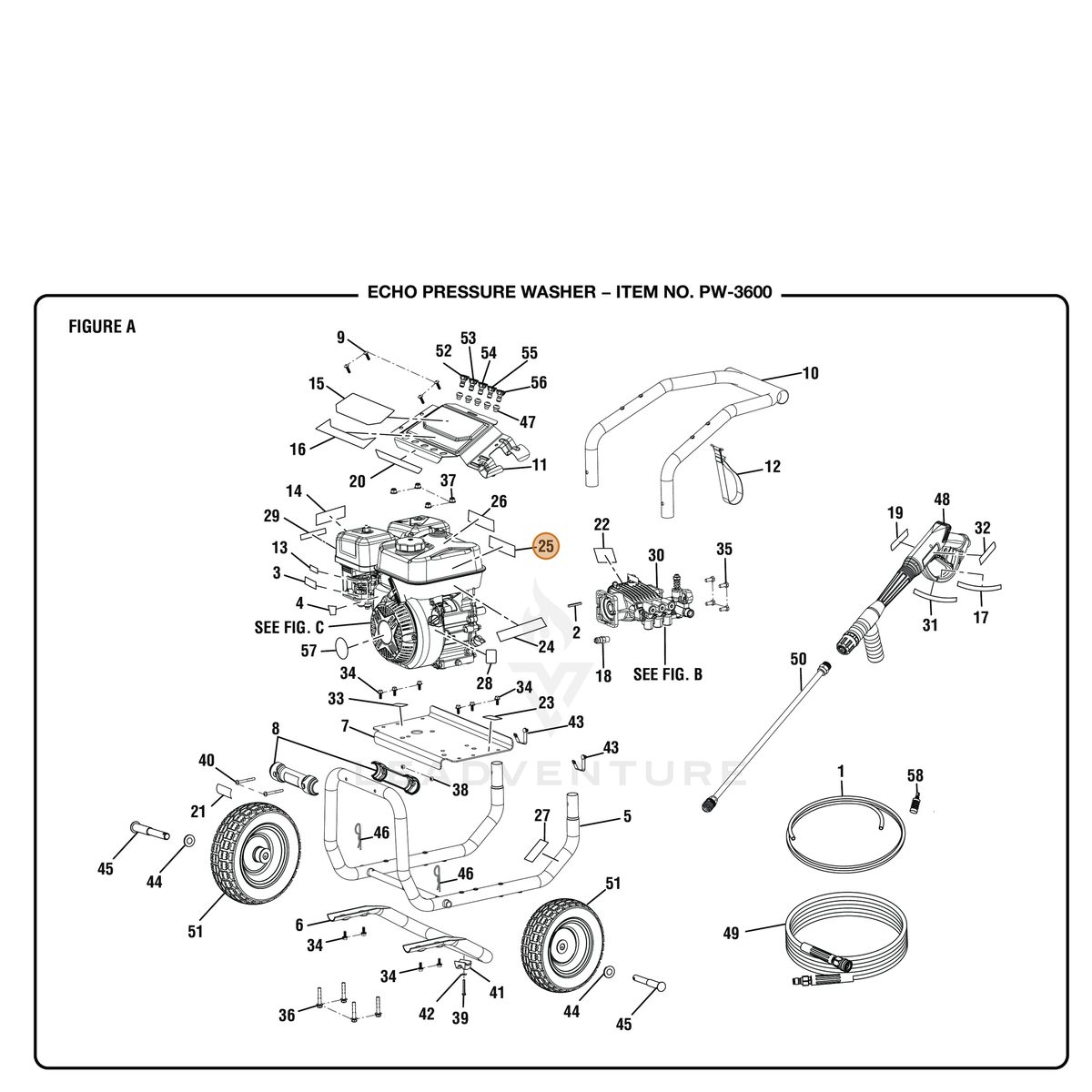 ECHO part YH653000880 — IPL diagram snippet (6x zoom, amber highlight)