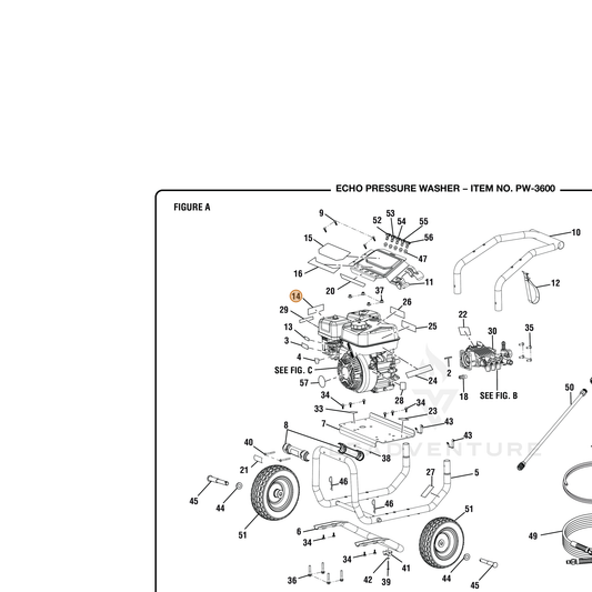 ECHO part YH653000910 — IPL diagram snippet (6x zoom, amber highlight)