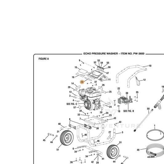 ECHO part YH653000930 — IPL diagram snippet (6x zoom, amber highlight)